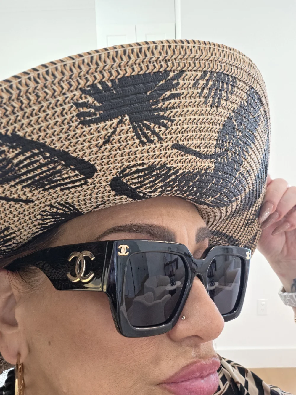 Chanel Black CC Logo Oversized Square Sunglasses